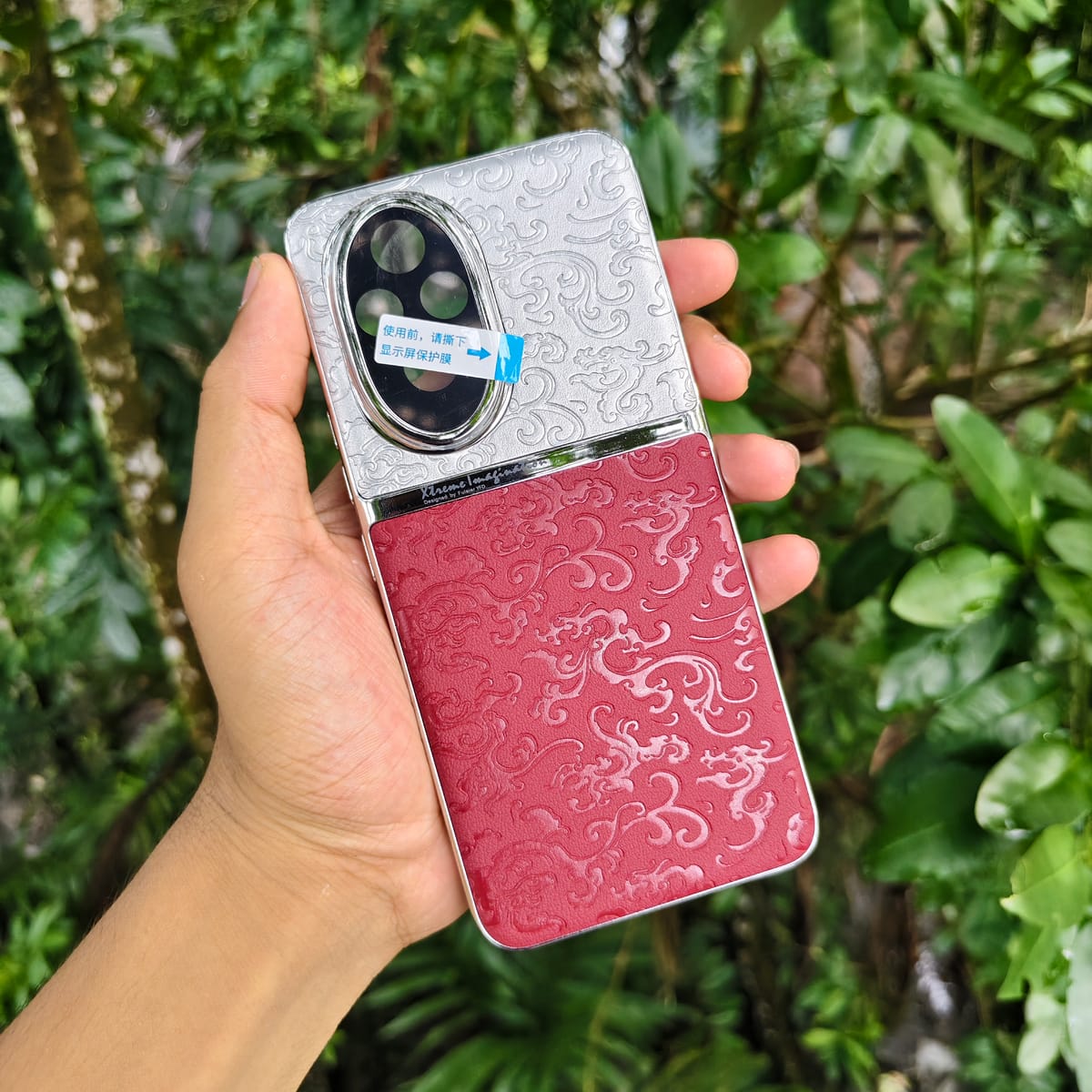 Honor 200 Dragon Pattern Electroplated Leather cover Attached Camera Protector