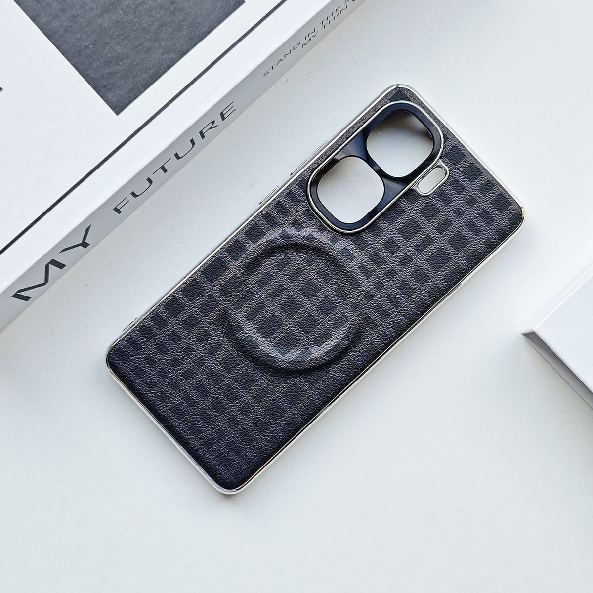 iQOO Neo10 high value electroplated silver edge leather magnetic back cover